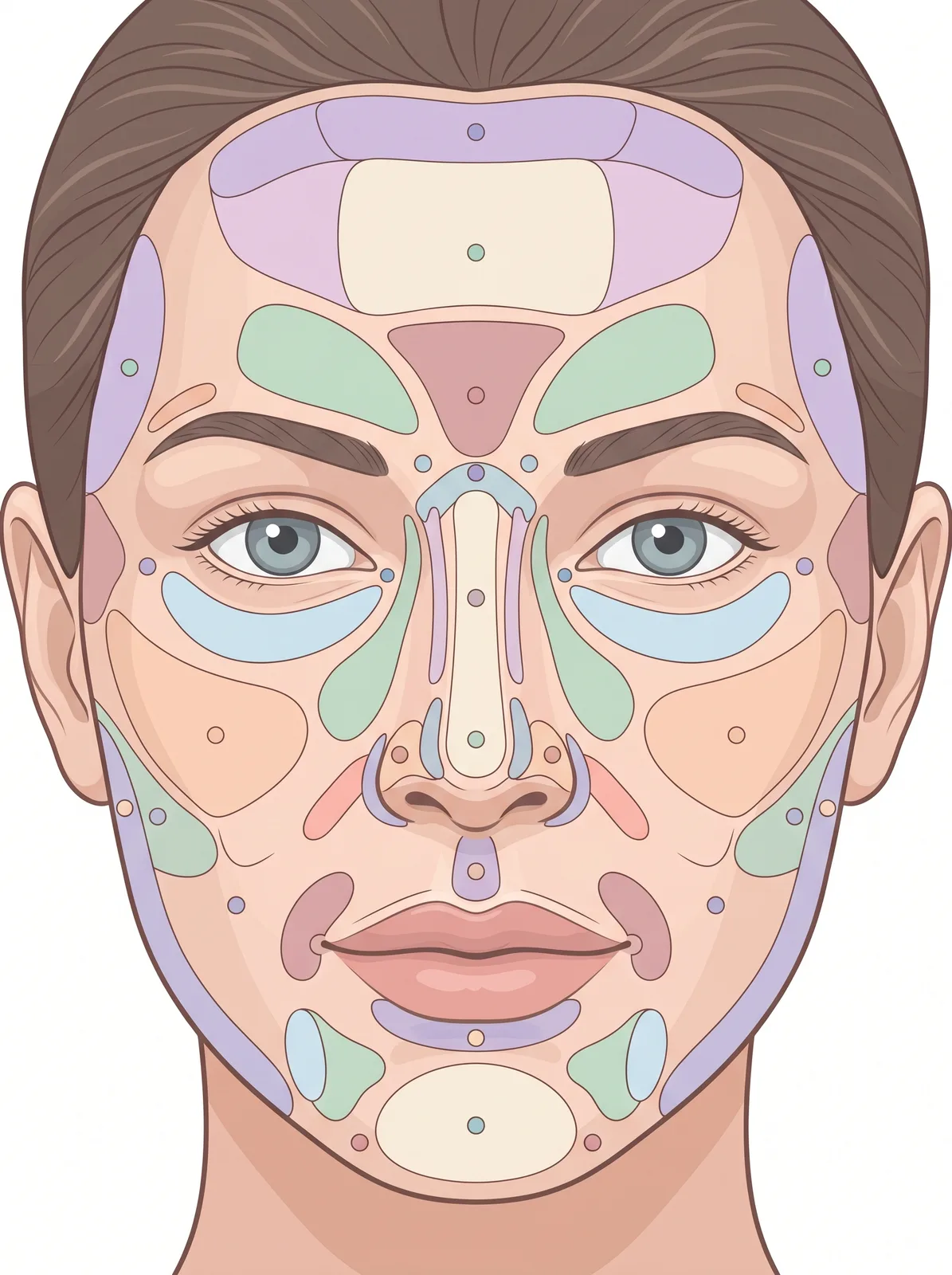 Lámina clínica real: reflexología facial